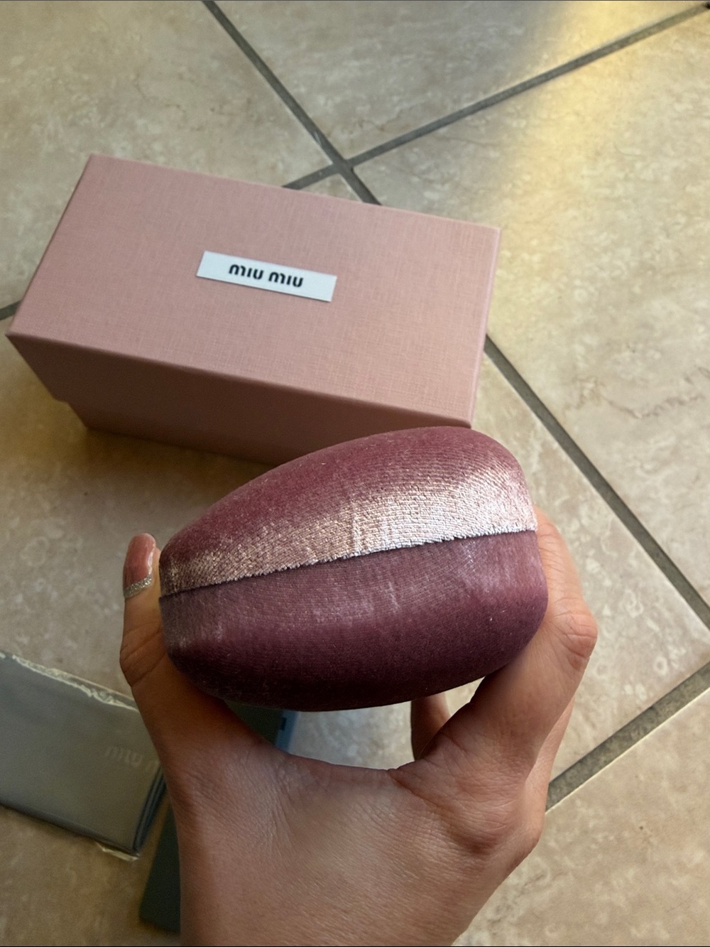 Miu Miu Dusty Pink Velvet Sunglasses Case with Box - Picture 2 of 3